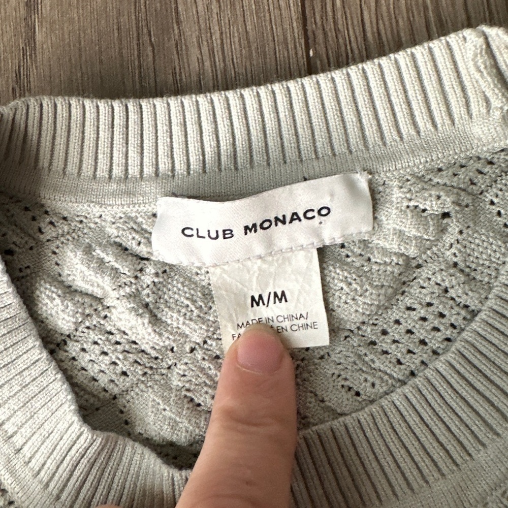 Club monaco Pointelle Stitch Crew Sweater Color: Metal Size Medium - Picture 7 of 10